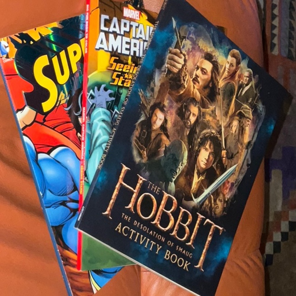 Activity Books The Hobbit Superman Captain America Lot of 3 Unused